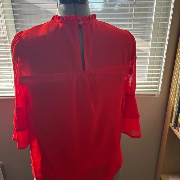 Monteau Vibrant Red Blouse with Bell Sleeves - Picture 4 of 8